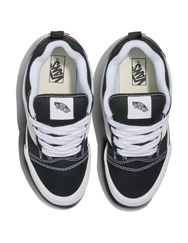 Vans Big Kids' Knu Skool Shoe | '90s Retro Puffy Low-Top Fashion Sneakers for Boys & Girls, Black/True White, 7
