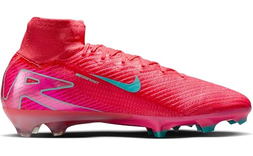 Nike Mercurial Superfly 10 Elite FG High-Top Soccer Cleats (FQ1454-800, Ember Glow/Aurora Green) Size 12