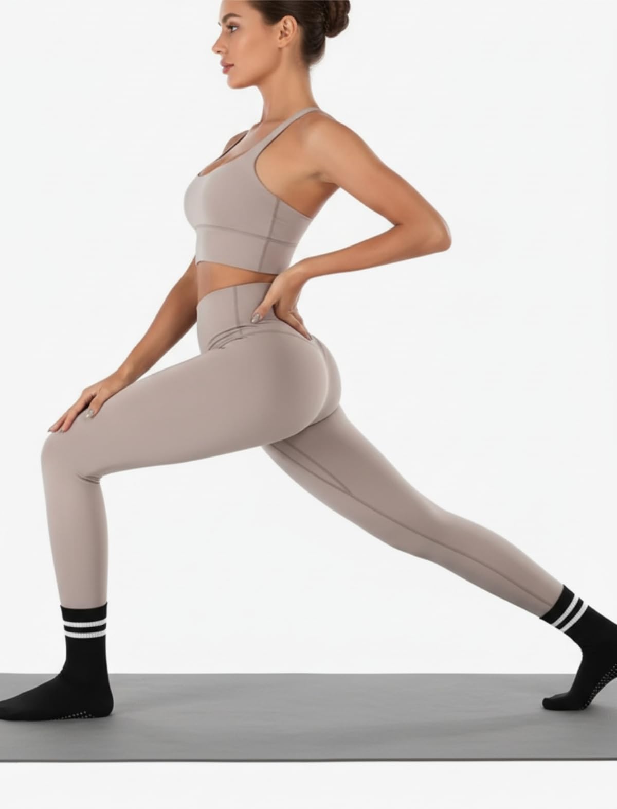 Irisbear Womens Pilates Socks with Grips Non Slip Yoga Socks Barre Hospital Athletic Grippy Socks for Women 3 PACK BLACK WHITE GRAY