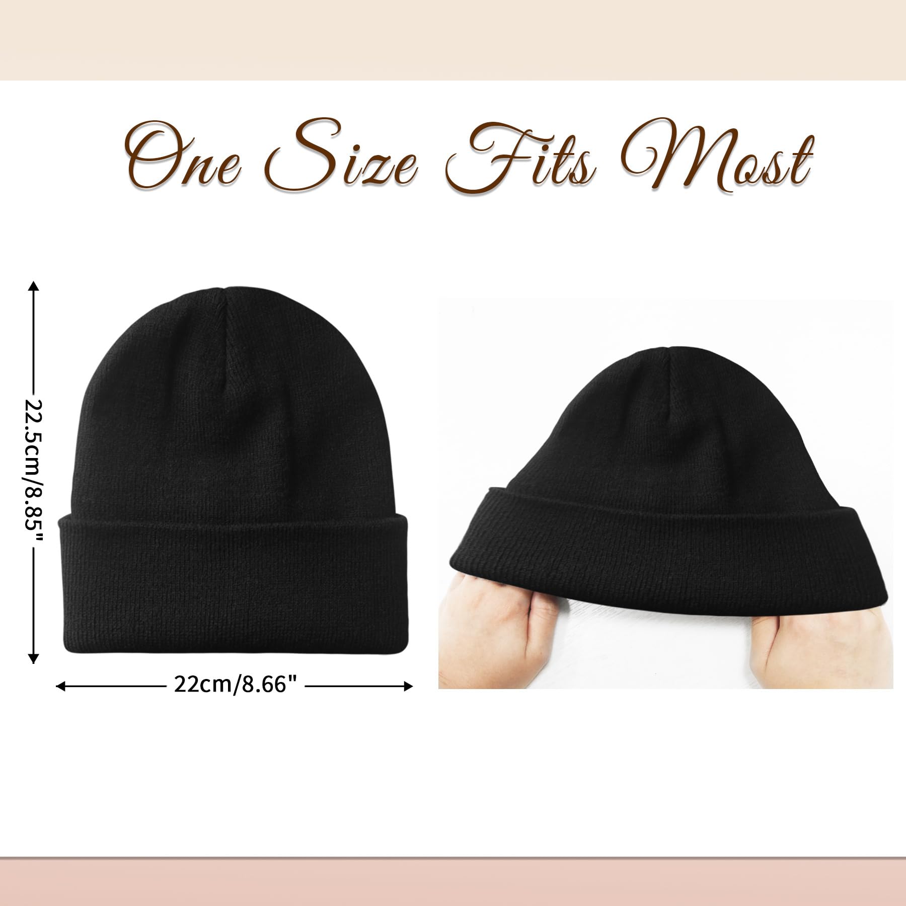 NPQQUAN Satin Lined Beanie for Women Silk Lined Beanies Winter Warm Soft Lining Cuffed Knit Beanie Hats for Women Black(Satin Lined)