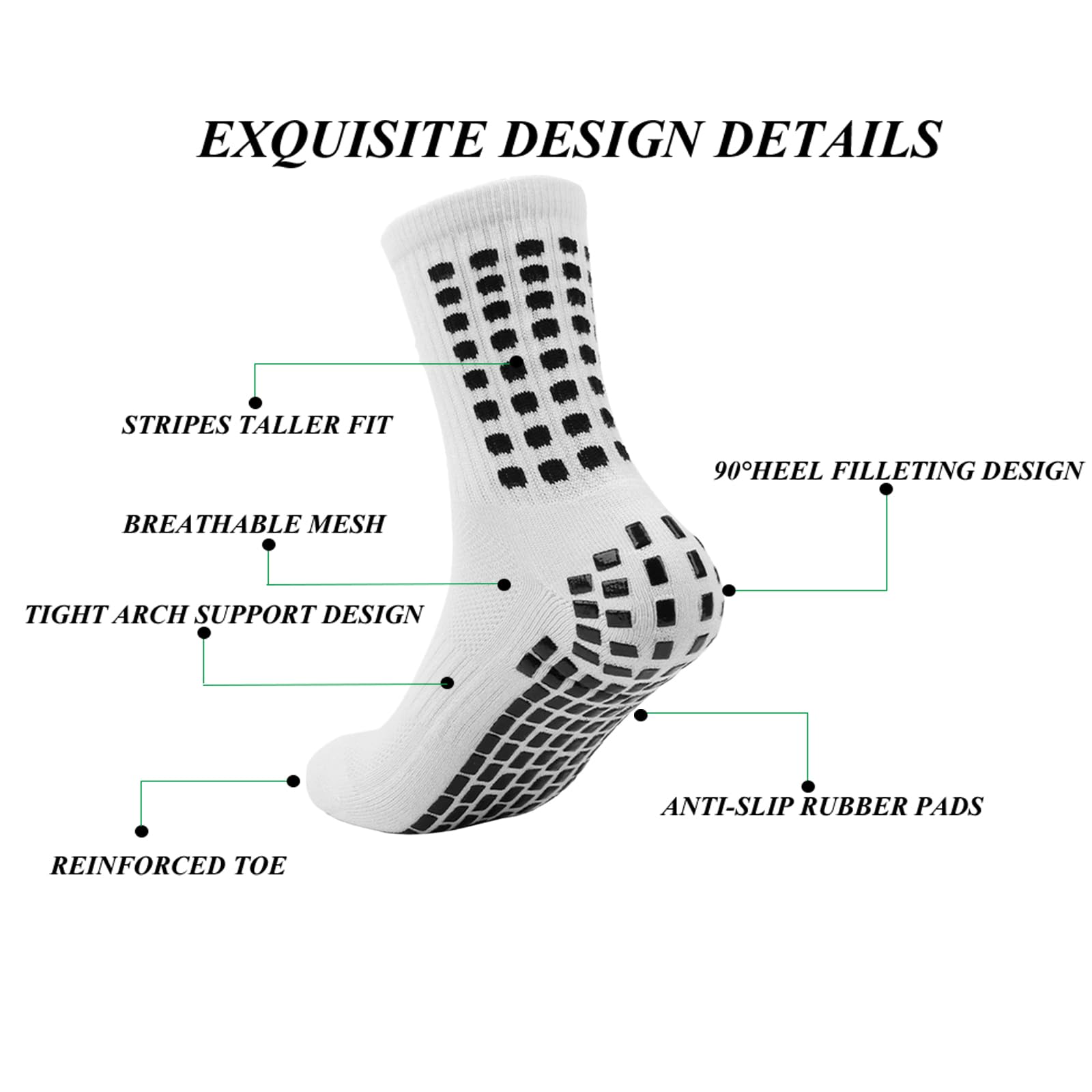 fjberrtsat 6 Pairs Kids Grip Soccer Socks Cushioned Non Slip Grippy Football Athletic Sports Socks for Boys Girls 4/6 (3black3white)