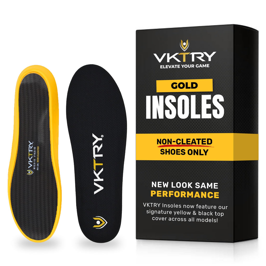 VKTRY Gold for Non-Cleated Shoes - Carbon Fiber Performance Insoles - Customized Athletic Inserts for Sports Basketball Volleyball Running & More | Shock Absorption US M10.5-11, W12.5-13, 121-170lbs