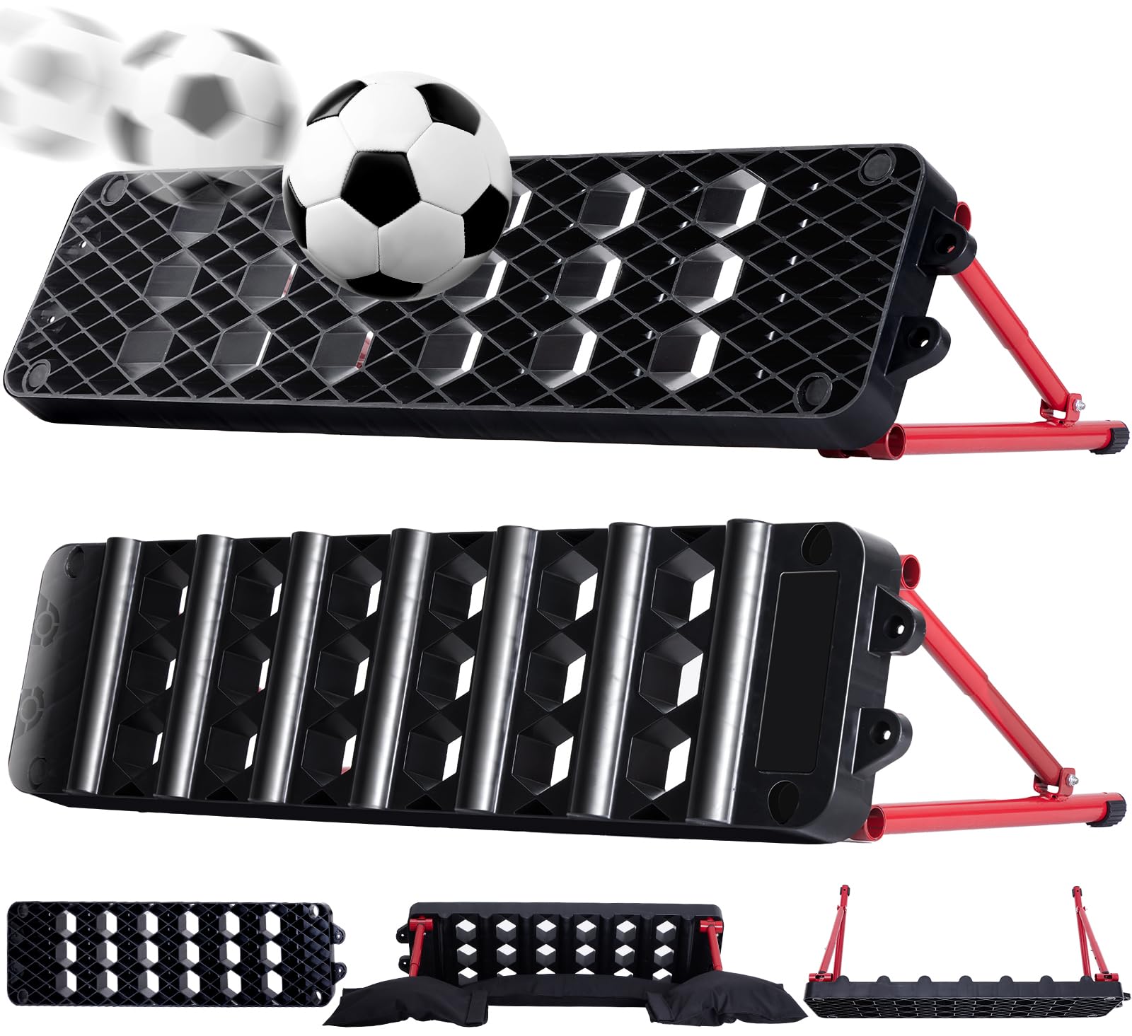 ZEALFEEL Soccer Rebounder Board, 6-in-1 Rebound Modes Portable Dual Surface Soccer Wall with 3 Adjustable Angles for Passing, Control & Reflex, Kick Back Wall Trainer Equipment for All Player Levels