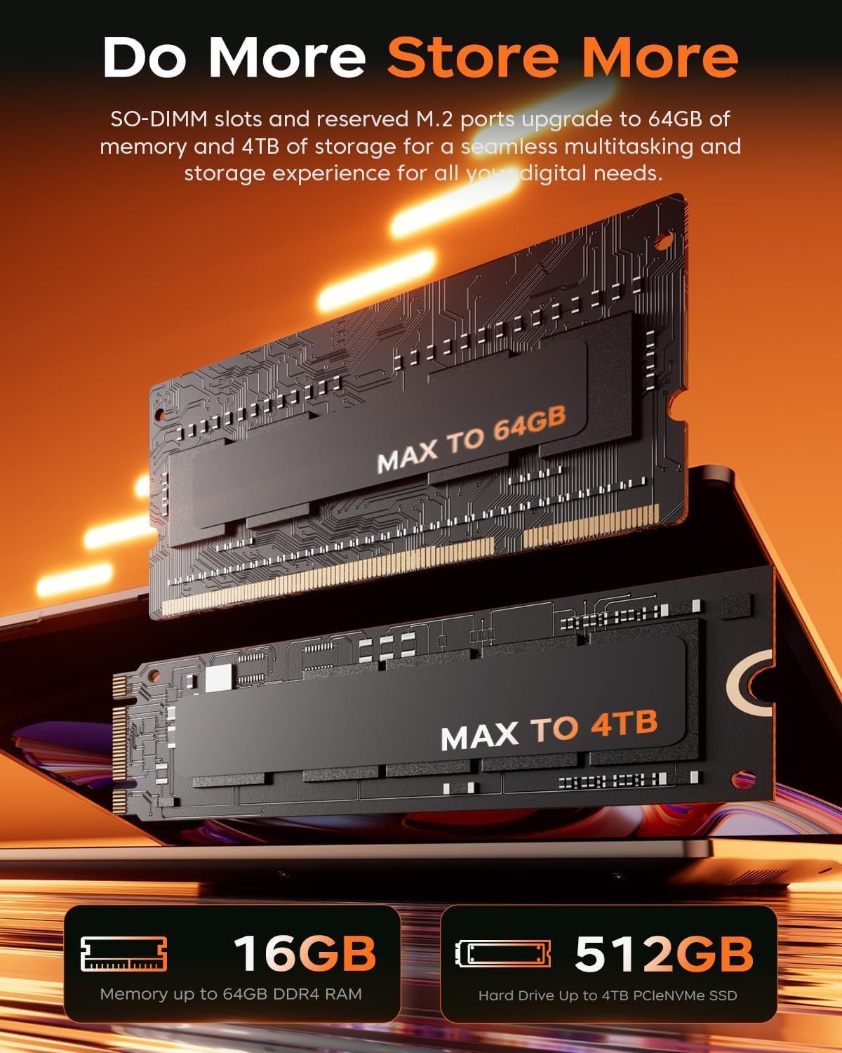 KAIGERR Gaming Laptop, 2026 Laptop with AMD Ryzen 7 7735HS (8C/16T, Up to 4.75GHz), 16GB DDR5 512GB NVMe SSD Laptop Computer, Up to 4TB, 16-inch FHD Display, WiFi 6, Backlit KB, Type-C, Dual Fans