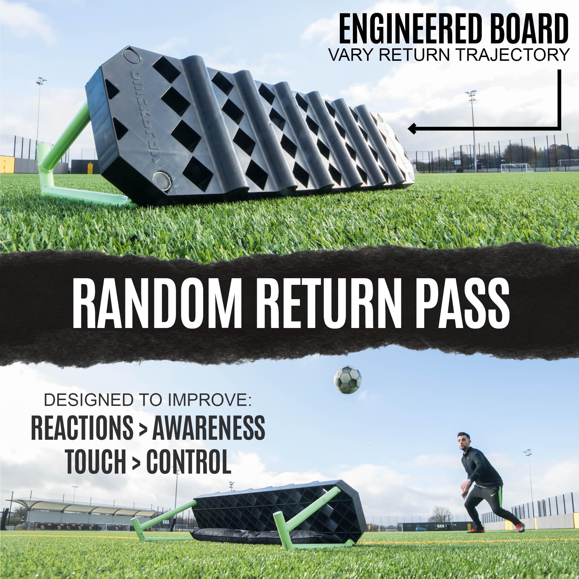 QuickPlay Replay Station 4-in-1 Soccer Rebounder Board - Portable Rebound Board for Backyard - Dual Surface, Dual Angle Soccer Passing Board for Passing & Reaction Skills - Soccer Training Equipment