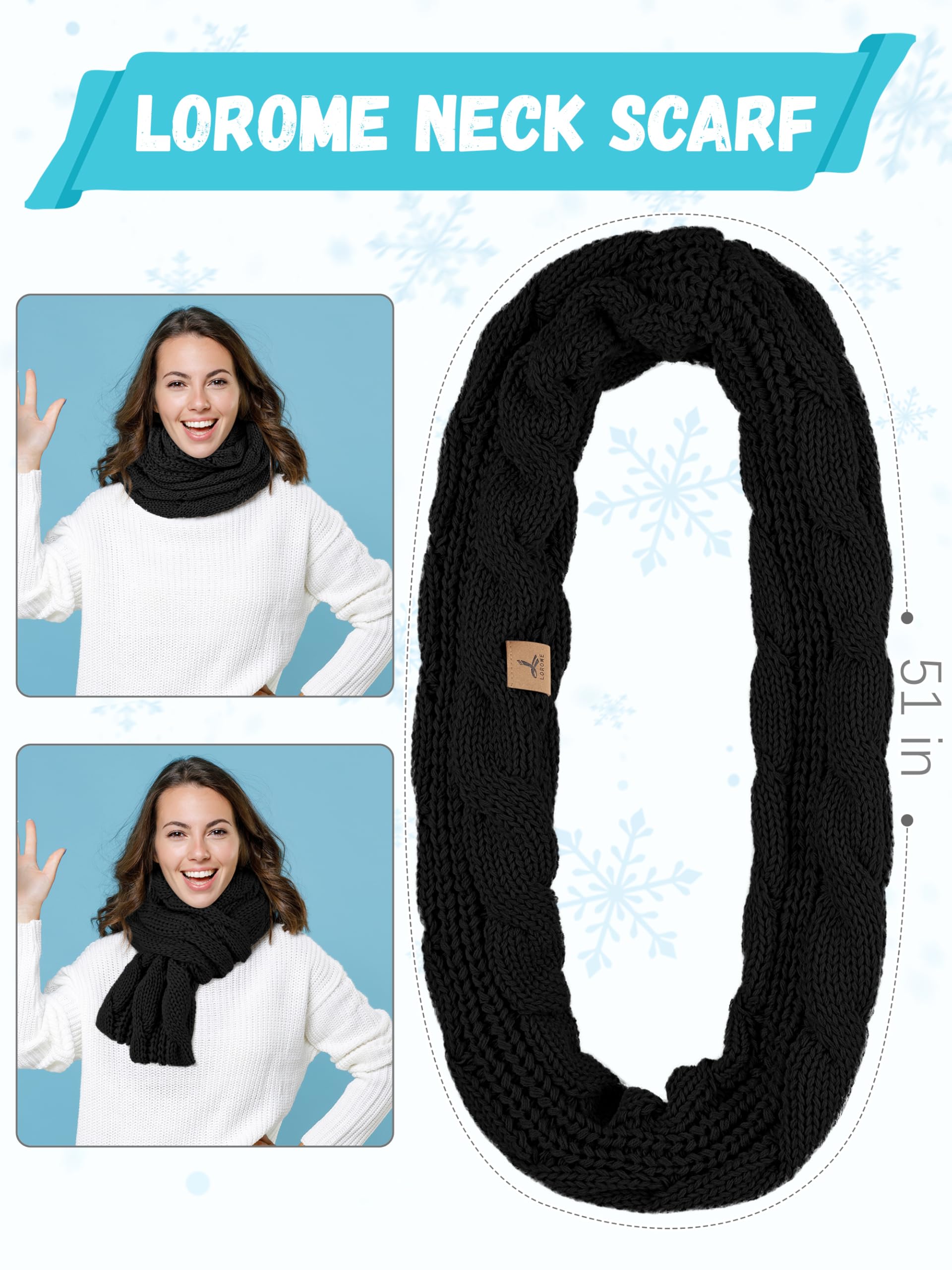 Winter Hat Scarf Gloves and Ear Warmer, Warm Knit Beanie Hat Touch Screen Gloves Set Winter Gifts Neck Scarves for Women