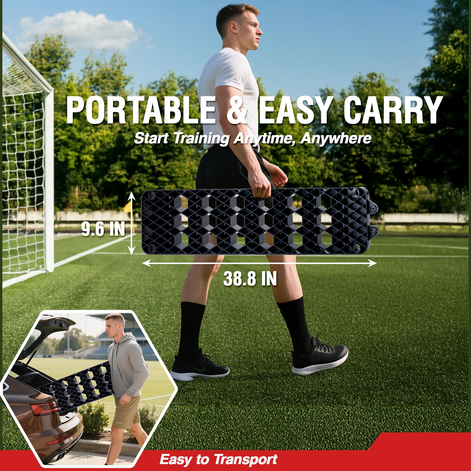 ZEALFEEL Soccer Rebounder Board, 6-in-1 Rebound Modes Portable Dual Surface Soccer Wall with 3 Adjustable Angles for Passing, Control & Reflex, Kick Back Wall Trainer Equipment for All Player Levels