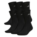 adidas Athletic 6-Pack Crew Socks Black/Aluminum 2 LG (Men's Shoe Size 6-12)