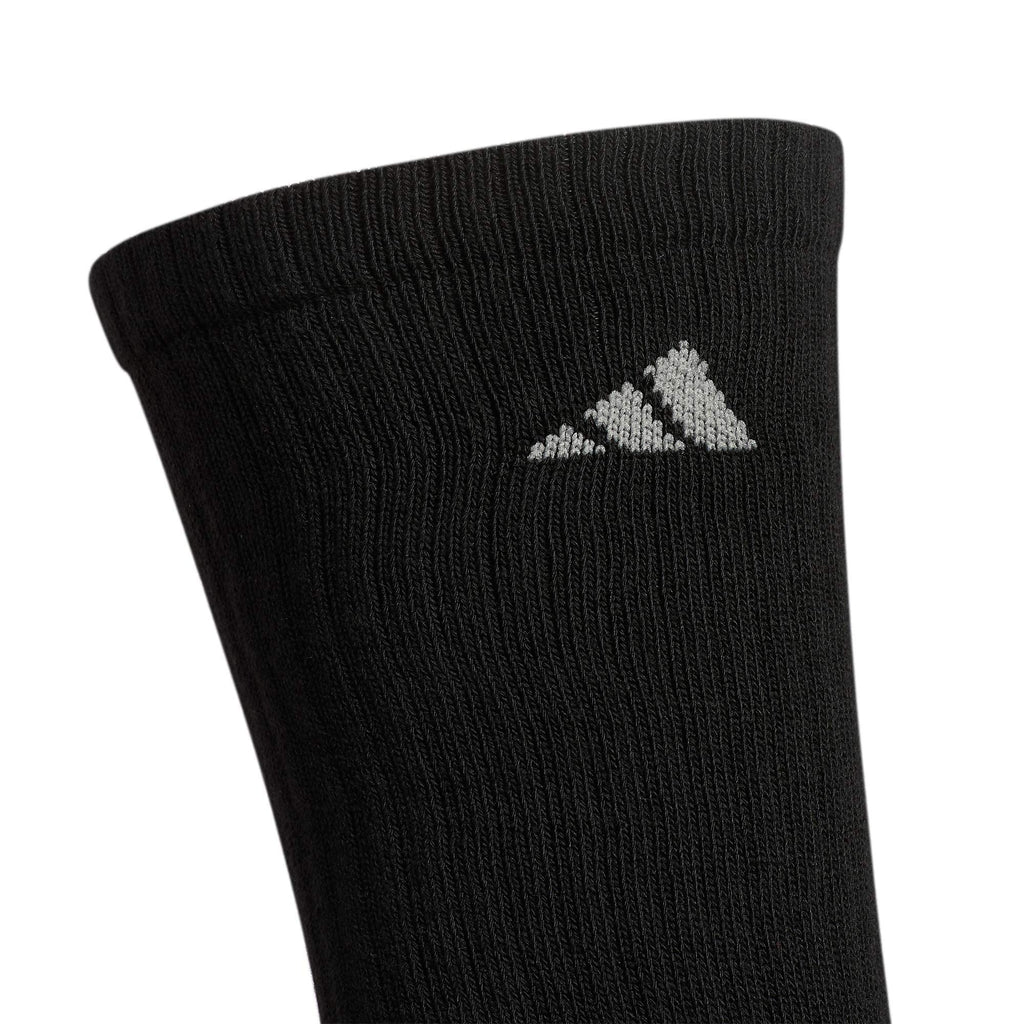 adidas Athletic 6-Pack Crew Socks Black/Aluminum 2 LG (Men's Shoe Size 6-12)