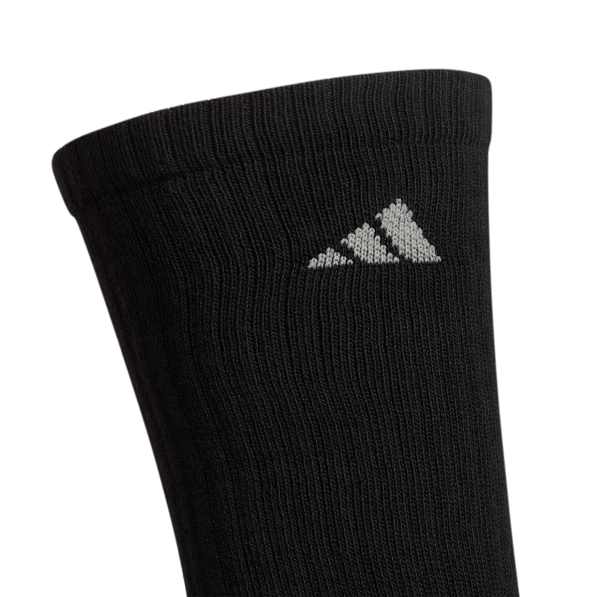 adidas Athletic 6-Pack Crew Socks Black/Aluminum 2 LG (Men's Shoe Size 6-12)