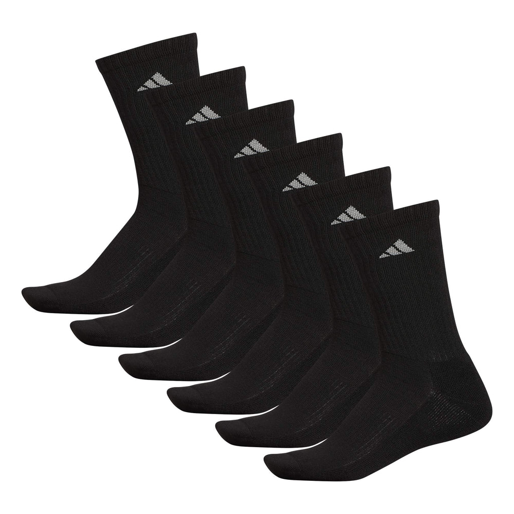 adidas Athletic 6-Pack Crew Socks Black/Aluminum 2 LG (Men's Shoe Size 6-12)