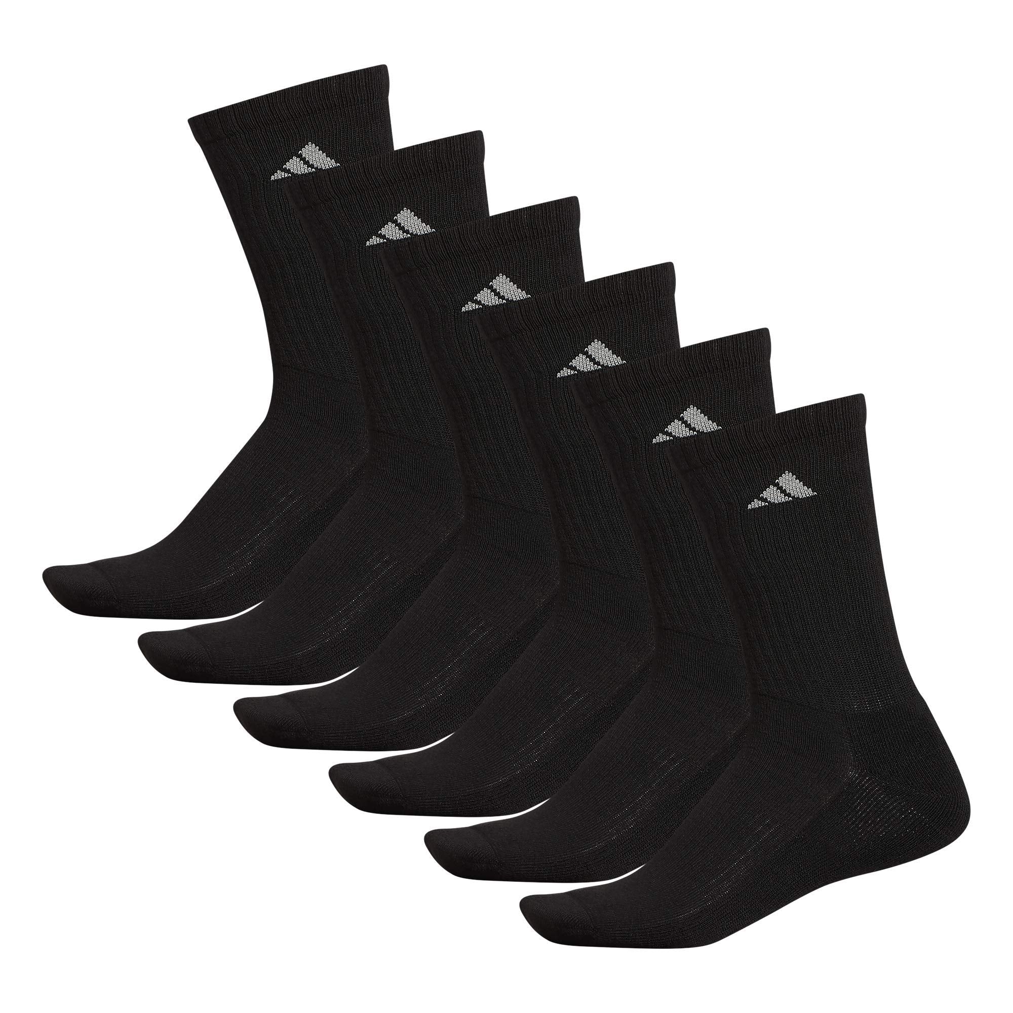 adidas Athletic 6-Pack Crew Socks Black/Aluminum 2 LG (Men's Shoe Size 6-12)