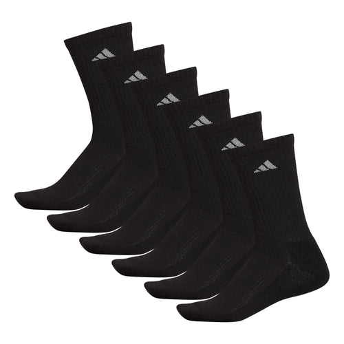 adidas Athletic 6-Pack Crew Socks Black/Aluminum 2 LG (Men's Shoe Size 6-12)