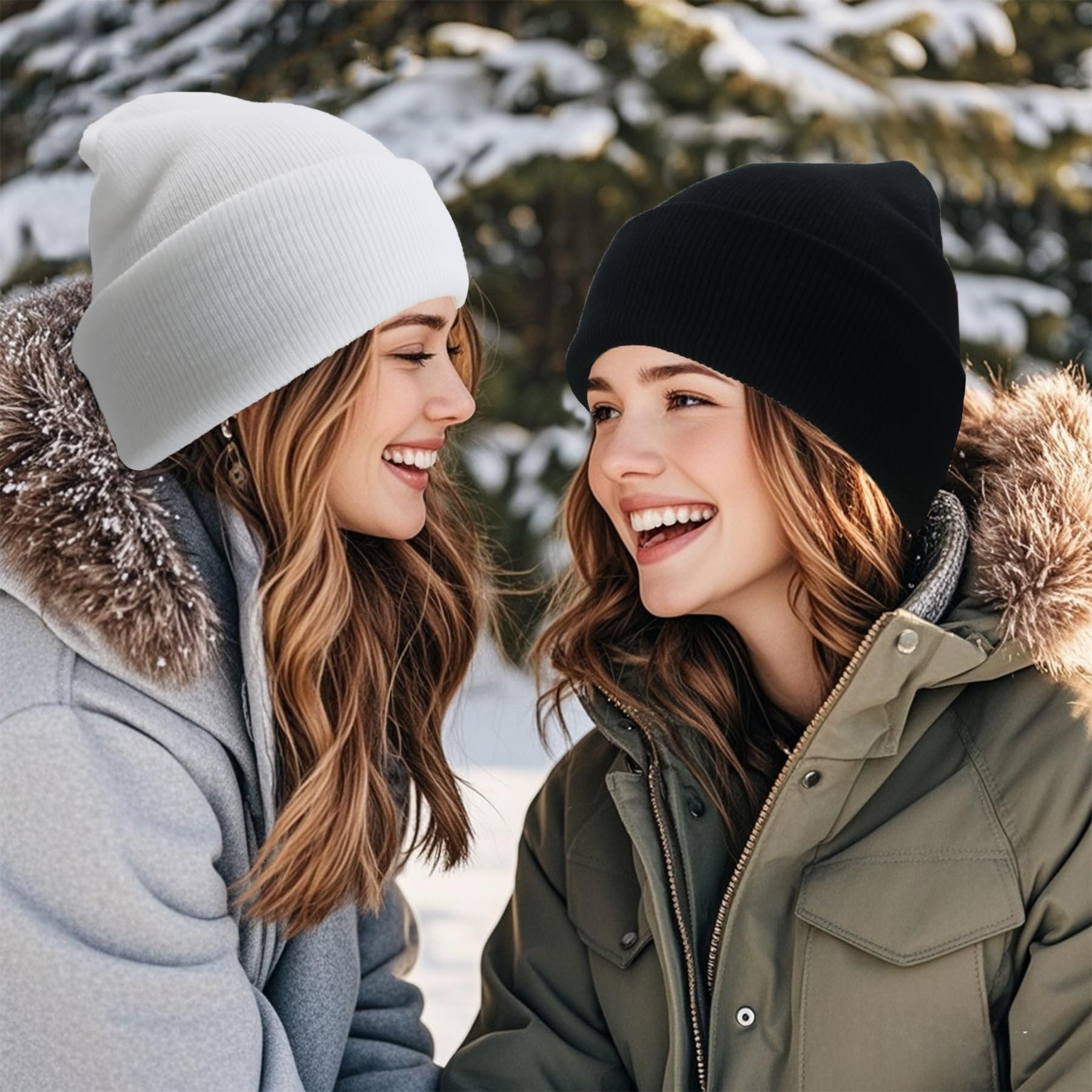 NPQQUAN Satin Lined Beanie for Women Silk Lined Beanies Winter Warm Soft Lining Cuffed Knit Beanie Hats for Women Black(Satin Lined)